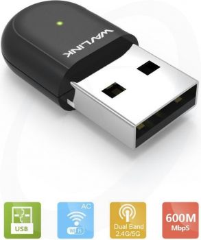 Wavlink AC650 Dual Band WiFi USB Adapter - Mini - Pocket WiFi USB Adapter - Windows - Mac OS X