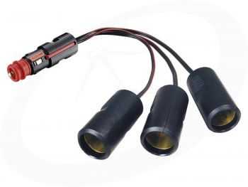 ProCar sigarettenaanstekerplug splitter met 3 12-24V poorten- zwart - 0,25 meter