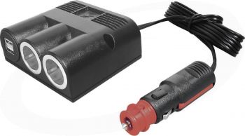 ProCar 2-voudige 12V/24V splitter met USB-C/A lader - 2 meter