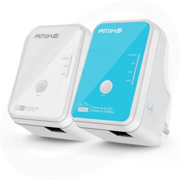 Amiko Home PLN-502W - Powerline WiFi Netwerk Adapter - 300 Mbps