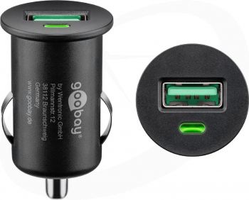 Goobay Auto USB-snellader - 1 poort (USB A, Quick Charge, 18W) – Zwart